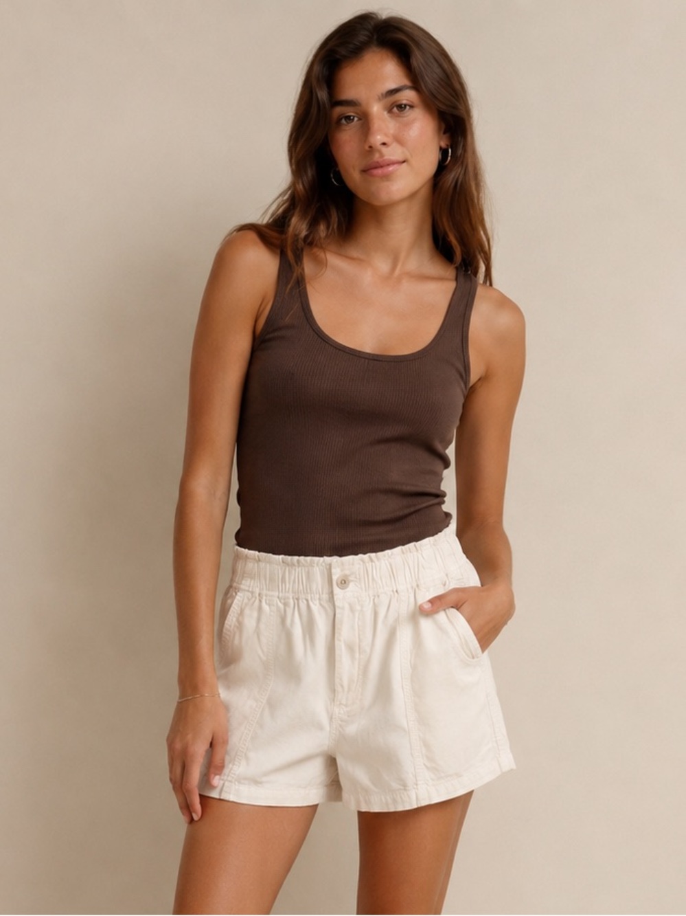 Madewell Antique Cream High Rise Utility Shorts Size 25